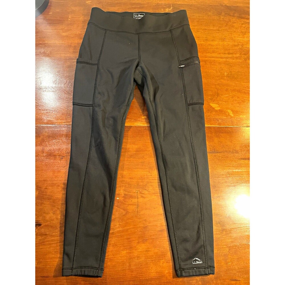 L.L.Bean Women’s Leggings Black M Fleece Lined Hiking Winter Sports